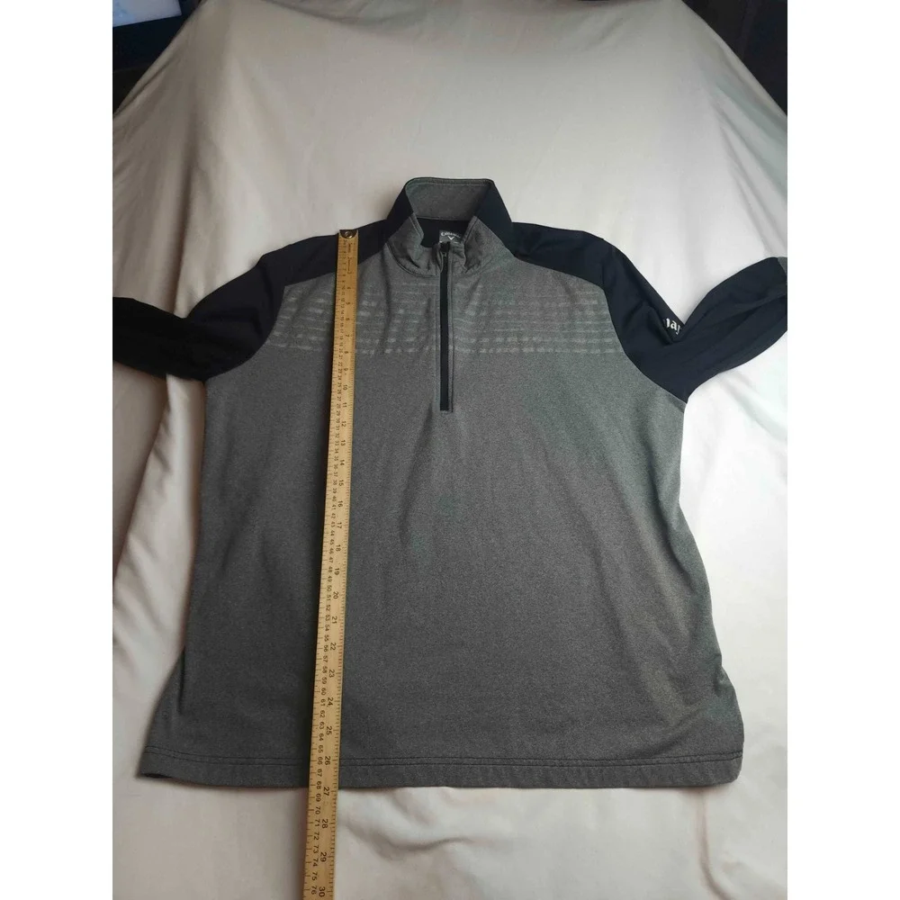 Callaway WeatherSeries Golf Pullover Mens Large Gray Black 1/4 Zip Swing Tech